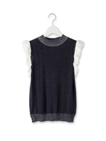 レース切り替えモックネックニット/ブルー系(094)