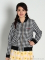 BACK刺繍ギンガムブルゾン/サックス