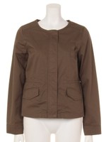 コットンノーカラーミリタリーブルゾン/カーキ