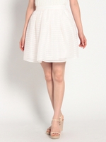 シアーボーダーふんわりギャザースカート　2/サックス