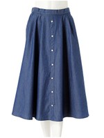 シャンブレーフレアスカート/サックス