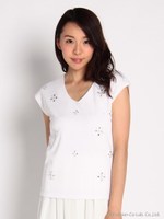 ビジューカットソー/ホワイト