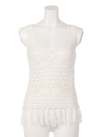 マクラメknitフリンジTOP/BLK