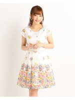 総レースフィット＆フレアワンピース/ホワイト