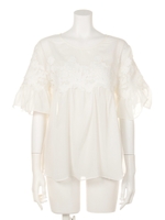 【mystic】レースギャザーブラウス/BEI