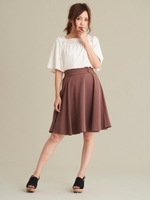 ウエストデザインフレアースカート/レンガ