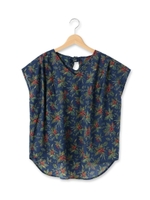 カラフルリゾート柄リボンシャツ/ネイビー(893)