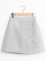 ラップ風ポケット付台形スカート/アイボリー柄
