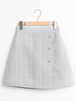 ラップ風ポケット付台形スカート/アイボリー柄