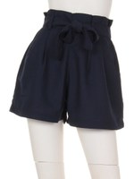 【Aunt Marie's】ブッチャー麻混リボンショートパンツ/NVY