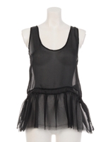 サテンオーガンジー ペプラムタンクトップ/グレー