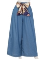 スカーフベルトワイドパンツ/ブルー