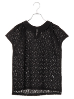 衿付きレースプルオーバー/ネイビー