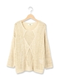 透かしテープヤーンニットプルオーバー/ライトベージュ(551)