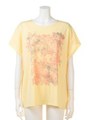 フラワープリントドルマンＴシャツ/クリームイエロー