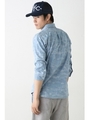 【AZUL by moussy】カモフラJQDライトオンスデニム7分袖シャツ/BLU