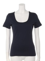 【chille anap】コットン2重地UネックTシャツ/NVY