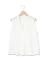 ギャザーノースリブラウス/ホワイト系(002)