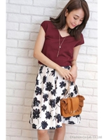 クラシックフラワープリントスカート/スモークピンク