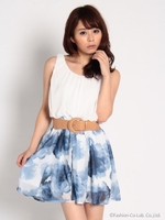 シフォン大花ドッキングワンピース/アイボリー