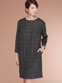 チェックコクーンワンピ/ブラック