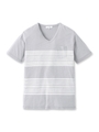 パネルボーダーTシャツ/ライトグレー(211)