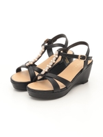 ビジューウェッジサンダル/クロ