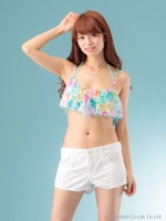 フラワーレースキャミ付ビキニ(パンツ付)/ピンク