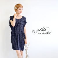 プリントレーヨンウエストタックドルマンワンピース