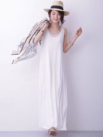 椿オイル・セットマキシワンピース/グレージュ