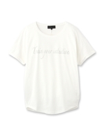 箔メッセージプリントカットソー/サックス(090)