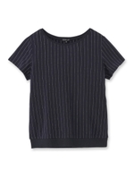 綿シルクストライプカットソー/ネイビー(193)