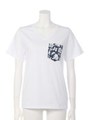 CALHD Vネック 柄ポケ Tシャツ/WHT
