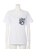 CALHD Vネック 柄ポケ Tシャツ/WHT