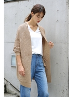 【AZUL by moussy】タック編みロング長袖ガウン/BEG