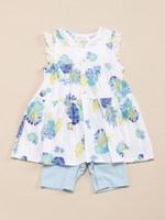 トロピカルフルーツプリントチュニックオール/ブルー