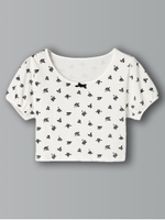 SS ローズプリントクロップT/ブラック