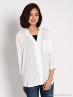 Vネックベーシックティーシャツ/シロ