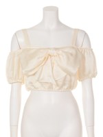 satin ribbon blouse/offwhite