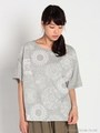 30/-天竺ドイリーレース刺繍Tシャツ/ホワイト