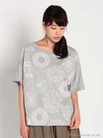 30/-天竺ドイリーレース刺繍Tシャツ/ホワイト