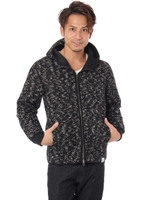 【AZUL by moussy】オニ杢天竺ボンディング長袖パーカー/BLK