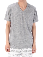 【AZUL by moussy】カスリネップ天竺ツイストVネック半袖T/T.GRY