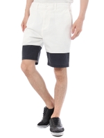 【AZUL by moussy】ストレッチツイル裾配色ショーツ/WHT