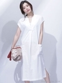 アウトポケットコットンタックワンピース/ホワイト