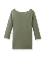 バックUネック七分袖ニット/ブラック(019)