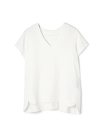 バックタックVネックブラウス/ホワイト(030)