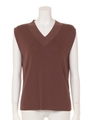 Vネックスリーブレスニット/BROWN