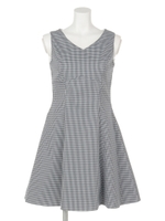 切替マイクロギンガムワンピース/ベージュ