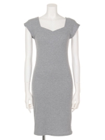 【LATINA】ハートネックリブミドルワンピース/GRY